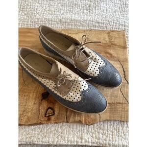 Woman’s Elegante Cinque Cap-toe Leather Oxford Shoes MADE in ITALY 7.5